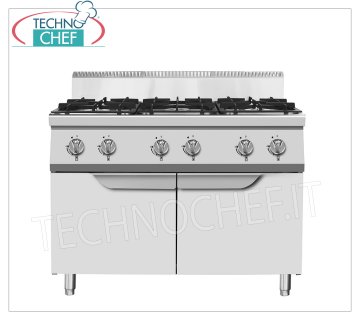 Technochef - CUCINA a GAS 6 FUOCHI su MOBILE, Kw.53,5 CUCINA a GAS 6 FUOCHI su MOBILE, Linea 900, potenza termica Kw.53,5 dim.mm.1200x900x1140h