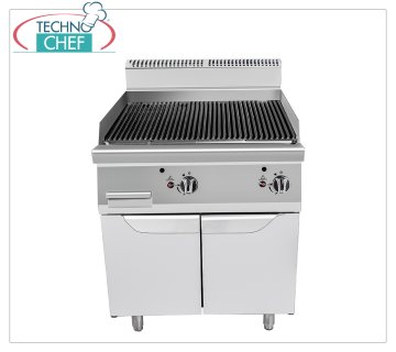 Technochef - GRIGLIA a PIETRA LAVICA su MOBILE, Kw.18,00 GRIGLIA a PIETRA LAVICA su MOBILE, Linea 900, potenza termica Kw 9+9, dim.mm.800x900x1140h