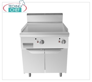 Technochef - FRY TOP a GAS con PIASTRA LISCIA su MOBILE, Kw.20,00 FRY TOP a GAS con PIASTRA LISCIA su MOBILE, Linea 900, potenza termica Kw 10,00+10,00, dim.mm.800x900x1140h