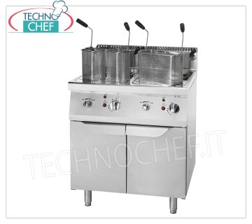 Technochef - CUOCIPASTA a GAS su MOBILE, 2 VASCHE da lt.35+35