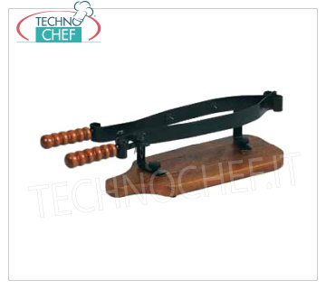 Forcar - MORSA per PROSCIUTTO in ACCIAIO, Mod.AV4515 Morsa per prosciutto in acciaio con supporto e manici in legno, dim.mm.580x250x190h
