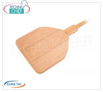 Gi-Metal - Pala pizza rettangolare in legno, Linea Vintage, lunghezza manico cm 150 Pala pizza rettangolare in legno, Linea Vintage, leggera, scorrevole e resistente, dim.mm 330x330, lunghezza manico 1500 mm.