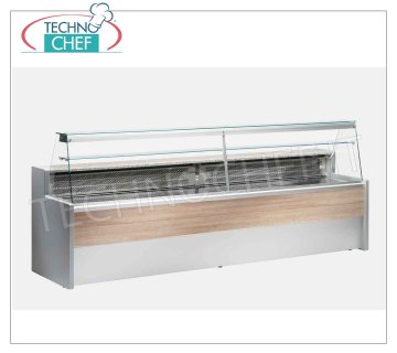 Banco Freddo Gastronomia, temp.+4°+6°C, Statico con Riserva, Vetro Diritto Inclinato, Profondo 79cm Banco Frigo Espositivo Alimentare-Gastronomia, temp. +4°+6°, Statico con riserva, versione con VETRI DRITTI Inclinati, V. 230/1, Peso 151 kg, dim. cm 100x79x122h