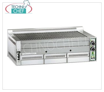 FIMAR - Gas Bench Stone Pieces, 3 KOCHZONEN, Mod.B115 GAS LAVA STEIN GRILL, 3 TOP Module mit KOCHFLÄCHE von mm 960x540, CNG-LPG Versorgung, Leistung 23 Kw, Gewicht 103 Kg, Abmessung mm 1140x800x380h