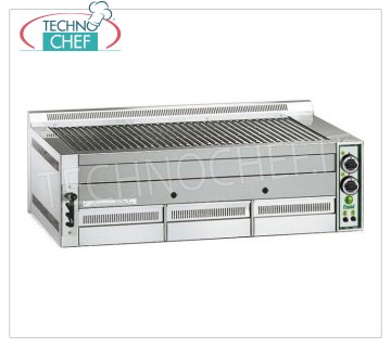 FIMAR - Technochef, Griglia Pietralavica a Gas da Banco, 3 ZONE di COTTURA, Mod.B115 GRIGLIA PIETRA LAVICA a GAS, 3 Moduli TOP con ZONA COTTURA da mm 960x540, alimentazione Metano-GPL, Potenza 23 Kw, Peso 103 Kg, dim.mm.1140x800x380h