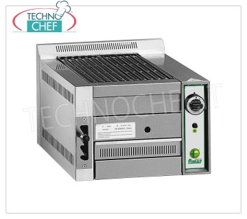 FIMAR - Technochef, Griglia Pietralavica a Gas da Banco,1 ZONA di COTTURA, Mod.B50 GRIGLIA PIETRA LAVICA a GAS, 1 Modulo TOP con ZONA COTTURA da mm 320x540, alimentazione Metano-GPL, Potenza 8,5 Kw, Peso 42 Kg, dim.mm.490x800x380h