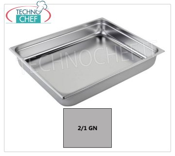 Bacinelle Gastronorm GN 2/1 in acciaio inox Bacinella gastro-norm 2/1, inox 18/10, dim.mm 650 x 530 x 20 h