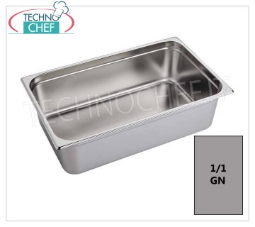 Bacinelle Gastronorm GN 1/1 in acciaio inox Bacinella Gastro-norm 1/1, inox 18/10, dim.mm 530 x 325 x 20 h