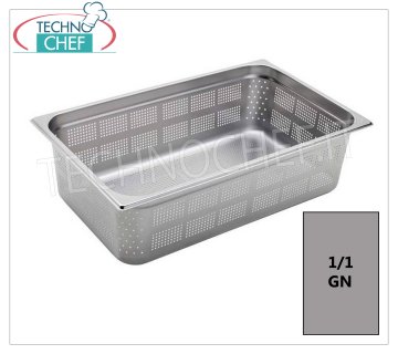 Bacinelle Forata Gastronorm 1/1 in acciaio inox Bacinella gastro-norm 1/1, forata, inox 18/10, dim.mm.530 x 325 x 20 h