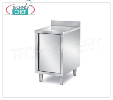 TAVOLO ARMADIATO INOX con PORTA BATTENTE ed ALZATINA, con Profondita di cm 60 e 70 Tavolo armadiato Inox con porta a battente ed alzatina, dim.mm.600x600x850h