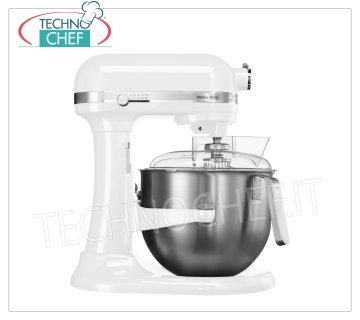 KITCHENAID - Planetaria Professionale HEAVY DUTY da lt 6,9 - Robot da cucina, bianco - Mod.K7W Impastatrice planetaria KITCHENAID, Linea HEAVY DUTY, colore BIANCO, con vasca inox da lt.6,9, V 230/1, Kw.0,500, Peso 12 Kg, dim.mm.338x371x417h