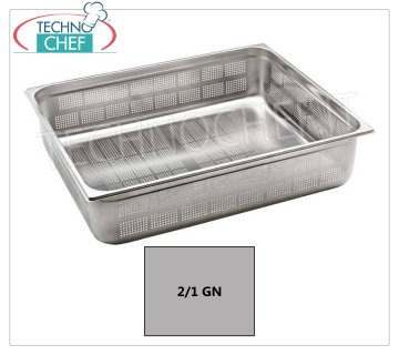 Bacinelle Forate Gastronorm 2/1 in acciaio inox Bacinella gastro-norm 2/1, Forata, inox 18/10, dim.mm.650 x 530 x 20 h