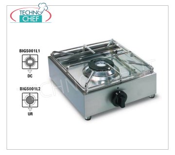 Technochef - Fornello a gas professionale da tavolo, 1 fuoco Fornello a gas da tavolo in acciaio inox, con 1 fuoco professionale funzionante a gas universale, con 1 BRUCIATORE A DOPPIA CORONA da kw 3,5, peso 4,1 kg, dimensioni mm 315x330x145h