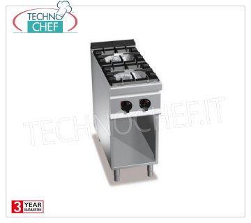 TECHNOCHEF - CUCINA a GAS 2 FUOCHI su VANO a GIORNO, Kw.10,5, Mod.G7F2M CUCINA a GAS 2 FUOCHI su VANO a GIORNO, BERTO'S, Linea MACROS 700, Serie HIGH POWER, potenza termica Kw.10,5, Peso 38 Kg, dim.mm.400x700x900h