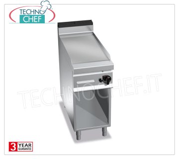 FRY TOP a GAS con PIASTRA LISCIA in MULTIPAN, su VANO, mod. G9FL4M FRY TOP a GAS con PIASTRA LISCIA, BERTOS  Linea MAXIMA 900, Serie MULTIPAN, 1 modulo su VANO a GIORNO con ZONA COTTURA da mm 396x667, potenza termica Kw.10,00, Peso 66 Kg, dim.mm.400x900x900h