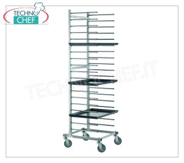 Carrelli portateglie Zincato per pizza-pasticceria a Pioli per 20 Teglie Carrello portateglie a pioli, in acciaio zincato con sostegni in tubolare, passo mm 80, capacità 20 teglie, dim. esterne mm 510x540x1720h
