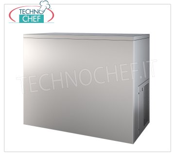 Produttori / macchine ghiaccio a cubetti pieni senza deposito Produttore di ghiaccio in cubetti sistema a spruzzo, resa 155 Kg/24 ore, senza deposito, esterno inox, raffreddamento ad aria, V 230/1, Kw 1,4, dimensioni mm 862x555x720h.