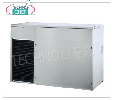 Produttori / macchine ghiaccio a cubetti pieni senza deposito Produttore di ghiaccio in cubetti sistema a spruzzo, resa 300 Kg/24 ore, senza deposito, esterno inox, raffreddamento ad aria, V 230/1, Kw 2,60, dimensioni mm 1250x580x848h.