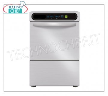 TECHNOCHEF - Lavabicchieri Bar Professionale, cesto quadrato 35x35 cm, Comandi Elettronici LAVABICCHIERI INOX cesto QUADRO da mm 350x350, comandi ELETTRONICI con DISPLAY, 4 cicli da 90/120/150/180 sec, altezza max bicchieri 240 mm, con dosatore brillantante e detergente Vasca, V 230/1, Kw 2,79, Peso 46 Kg, dim.mm.420x485x660h