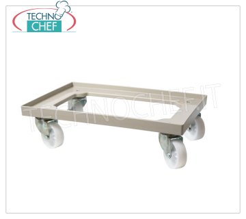 Carrello per Cassette Impasti  Pagnotte  Pizza da cm 60x40, mod. CA6040 Carrello in  ABS per cassette portapagne pizza da cm 60x40 -  Portata Massima 250 Kg, dim.mm.600x400x165h