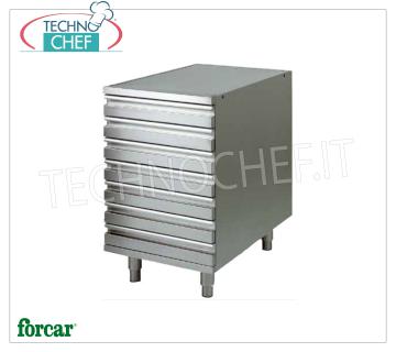 Cassettiere portapagnottine pizza, Marca FORCAR Cassettiera inox per contenitori portapagnottine, Marca FORCAR, dim. mm 520x800x810h