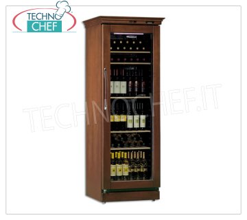 Technochef - Frigorifero per VINI 1 Porta per 106 Bottiglie, Statico, Multitemperatura da +6°/+16°C, Cantinetta per vini in legno, Professionale 1 porta a vetro, per 106 Bottiglie, Statico, temperatura +6°/+16°C, illuminazione a Led, V.230/1, Kw.0,125, Peso 94 Kg, dim.mm.695x650x1880h