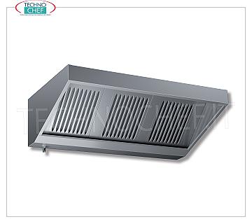 Cappe aspiranti a Parete senza Motore, serie SNACK, Profonde 1100 mm Cappa aspirante inox 430 a parete senza Motore, serie SNACK, con 2 filtri grasso a labirinto, peso 46 Kg, dim.mm.1200x1100x450h