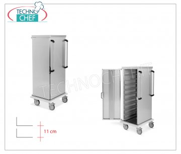 Carrello Armadiato Neutro per 10 teglie o griglie Gastro-Norm 1/1 - guide a L - Passo 11 cm Carrello Armadiato Neutro per 10 vassoi o teglie Gastro-Norm 1/1 con passo a L 11 cm, dimensioni mm 520x650x1420h