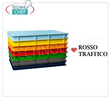 Cassetta pagnotte-impasti pizza da cm 60x40x7h, colore ROSSO TRAFFICO Cassetta portapagnottine-impasti pizza, impilabile, in polietilene alimentare, colore Rosso Traffico, dim.mm.600x400x70h