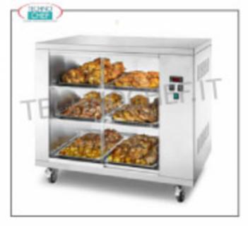 Vetrina calda ventilata con ruote