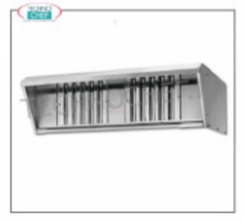 Cappa da appoggio con filtri inox Cappa da appoggio con filtri inox a labirinto (senza motore) con rosone diametro 150 mm, peso 34 kg, dimensioni mm 1300x860x400h