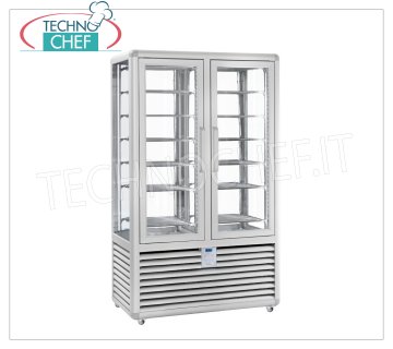 TECHNOCHEF - Vetrina Congelante per Gelateria 2 Porte, Temp.-15°-25°C, lt.742, Mod.CGL700S/S Vetrina Congelante-Freezer per gelateria 2 porte,  temperatura -15°/-25°C, refrigerazione statica, Linea Curve, con 4 lati espositivi, 12 ripiani quadrati da mm 460x460, capacità lt.742, V.230/1, Kw.0,7+0,7, Peso 270 Kg, dim.mm.1180x620x1860h