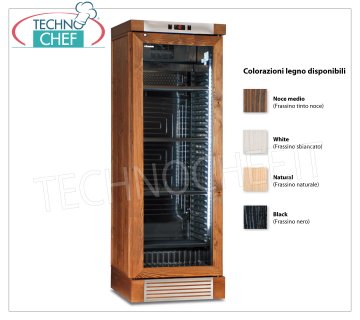 Technochef - Frigorifero per Vini 1 Porta, capacità 126 Bottiglie, Statico con agitatore, doppia temperatura - mod.CLW420L Cantinetta refrigerata per vini in legno colore noce, 1 porta a vetro, capacità 126 bottiglie, temperatura +4°C/+18°C | +16°C/+10°C/+5°C, refrigerazione statica con ventola, illuminazione a LED, V.230/1, Kw.0,23, Peso 80 Kg, dim.mm.655x635x1880h