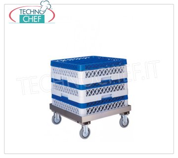 CARRELLO per CESTELLI LAVASTOVIGLIE  INOX SENZA MANIGLIA