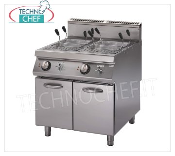 Technochef - CUOCIPASTA ELETTRICO su MOBILE, 2 Vasche da lt.26+26, mod.PK70/80CPES Cuocipasta Elettrico su mobile, Linea 700, 2 vasche inox da lt.26+26, V.400/3+N, Kw.15,2, Peso 78 Kg, dimensioni mm 800x730x870h
