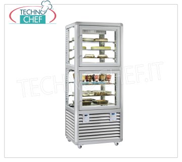 TECHNOCHEF - Vetrina Combinata per Gelateria e Pasticceria, temp. -15°-25°C/+4°+10°C, Mod.CPG520V/S Vetrina Combinata per Gelateria/Pasticceria 2 Porte, temp.-15°-25°C/+4°+10°C, Linea Curve, 4 lati espositivi, 3 ripiani grigliati+3 ripiani in vetro, refrigerazione ventilata/statica, capacità lt.230+260, V.230/1, Kw.0,37+0,42, dim.mm.810x620x1925h