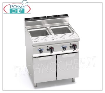 TECHNOCHEF - CUOCIPASTA a GAS su MOBILE, 2 vasche da lt.30+30, Mod.CPG80E CUOCIPASTA a GAS su MOBILE, BERTOS, Linea MACROS 700, Serie PASTA ITALY, 2 vasche inox indipendenti da lt.30+30, potenza termica Kw.24,00, Peso 94 Kg, dim.mm.800x700x900h