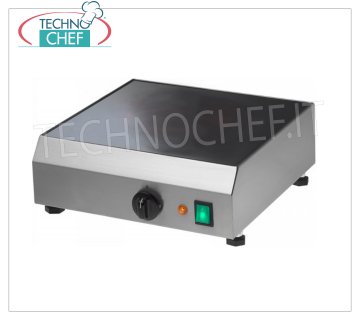 TECHNOCHEF - Crepiera Elettrica Professionale con Piastra in Vetroceramica, Kw.1,8, Mod.CRE40V Crepiera elettrica con piastra in vetroceramica liscia, regolazione della temperatura fino a 300°C, V.230/1, Kw.1,8, Peso 12 Kg, dim.mm.400x400x110h