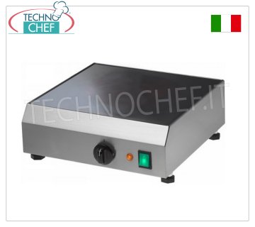 TECHNOCHEF - Crepiera Elettrica Professionale con Piastra in Vetroceramica, Kw.2,1, Mod.CRE42V Crepiera elettrica con piastra in vetroceramica liscia, regolazione della temperatura fino a 300°C, V.230/1, Kw.2,1, Peso 15 Kg, dim.mm.420x420x110h