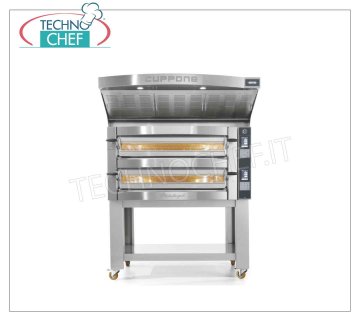 CUPPONE - Forno Elettrico per 4 Pizze, Ø 35 cm - CAMERA cm 720x720x140, mod. MICHELANGELO Forno Elettrico per 4 PIZZE, Camera in Acciaio INOX, cm 72x72x14h, Piano cottura in mattoni di cordierite, Linea Michelangelo, Disponibile in 2 Versioni a Comandi Digitali o Touch Screen, V. 380/3+N, Kw 5,8, Peso 140 kg, dim. mm. ﻿1190x1100x440h