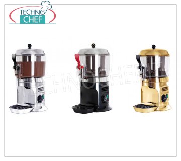 TECHNOCHEF - Macchina per cioccolata calda da lt.5 Cioccolatiera da banco con agitatore, capacità lt.5,00, finitura esterna colore NERO, ORO o ARGENTO, V.230/1, Kw 0,80, dim.mm.260x320x495h