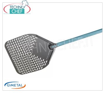 Gi.Metal - Pala pizza rettangolare forata in alluminio S.H.A, Linea Evoluzione, lunghezza manico cm 150 Pala pizza rettangolare forata in alluminio S.H.A, Linea Evoluzione, leggera, scorrevole e resistente, dim.mm 330x330, lunghezza manico 1500 mm.