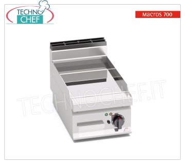 FRY TOP ELETTRICO con PIASTRA LISCIA in compound, modulo, Mod. E7FL4BP/CPD FRY TOP ELETTRICO con PIASTRA LISCIA  in compound, BERTO'S Linea MACROS 700, modulo con ZONA COTTURA da mm 393x500, potenza elettrica Kw. 4,8, Peso 37 Kg, dim.mm.400x714x290h