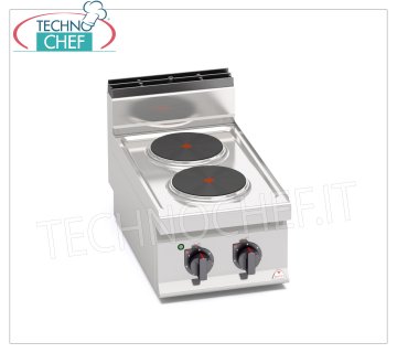 TECHNOCHEF - CUCINA ELETTRICA 2 PIASTRE TOP, Kw.5,2, Mod.E7P2B CUCINA ELETTRICA 2 PIASTRE TOP, BERTOS, Linea MACROS 700, Serie HIGH POWER, con 2 piastre TONDE Ø 220 mm, COMANDI INDIPENDENTI, 6 livelli di potenza, V.400/3+N, Kw.5,2, Peso 24 Kg, dim.mm.400x700x290h