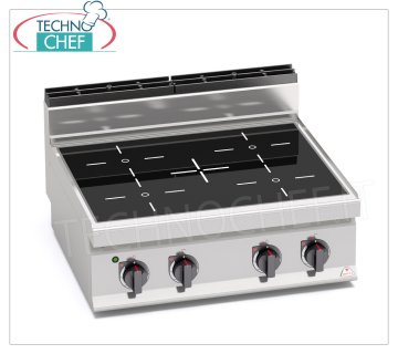 TECHNOCHEF - CUCINA ELETTRICA 4 ZONE ad INFRAROSSI TOP, Kw.12,8, Mod.E7P4B/VTR CUCINA ELETTRICA 4 ZONE ad INFRAROSSI TOP, BERTOS, Linea MACROS 700, Serie INFRARED, con 4 zone QUADRE da mm 230x230, COMANDI INDIPENDENTI, V.400/3+N, Kw.12,8, Peso 42 Kg, dim.mm.800x700x290h