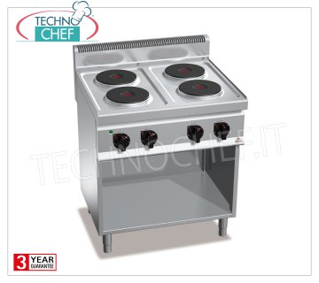 TECHNOCHEF - CUCINA ELETTRICA 4 PIASTRE su VANO a GIORNO, Kw.10,4, Mod.E7P4M CUCINA ELETTRICA 4 PIASTRE su VANO a GIORNO, BERTOS, Linea MACROS 700, Serie HIGH POWER, con 4 piastre TONDE Ø 220 mm, COMANDI INDIPENDENTI, 6 livelli di potenza, V.400/3+N, Kw.10,4, Peso 59 Kg, dim.mm.800x700x900h