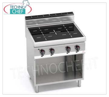 TECHNOCHEF - CUCINA ELETTRICA 4 ZONE ad INFRAROSSI su VANO a GIORNO, Kw.12,8, Mod.E7P4M/VTR CUCINA ELETTRICA 4 ZONE ad INFRAROSSI su VANO a GIORNO, BERTOS, Linea MACROS 700, Serie INFRARED, con 4 zone QUADRE da mm 230x230, COMANDI INDIPENDENTI, V.400/3+N, Kw.12,8, Peso 65 Kg, dim.mm.800x700x900h