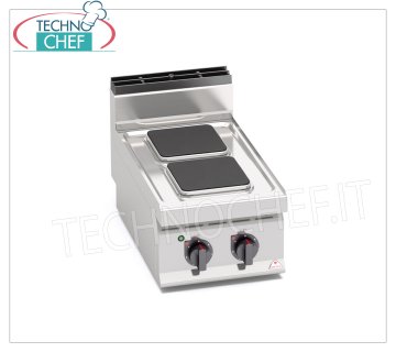 TECHNOCHEF - CUCINA ELETTRICA 2 PIASTRE TOP, Kw.5,2, Mod.E7PQ2B CUCINA ELETTRICA 2 PIASTRE TOP, BERTOS, Linea MACROS 700, Serie HIGH POWER, con 2 piastre QUADRE da mm 220x220, COMANDI INDIPENDENTI, 6 livelli di potenza, V.400/3+N, Kw.5,2, Peso 28 Kg, dim.mm.400x700x290h