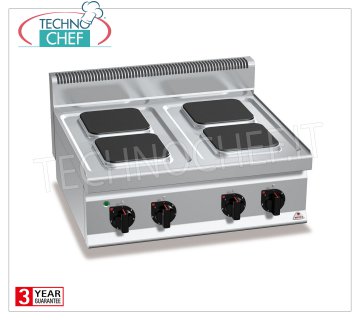 TECHNOCHEF - CUCINA ELETTRICA 4 PIASTRE TOP, Kw.10,4, Mod.E7PQ4B CUCINA ELETTRICA 4 PIASTRE TOP, BERTOS, Linea MACROS 700, Serie HIGH POWER, con 4 piastre QUADRE da mm 220x220, COMANDI INDIPENDENTI, 6 livelli di potenza, V.400/3+N, Kw.10,4, Peso 49 Kg, dim.mm.800x700x290h