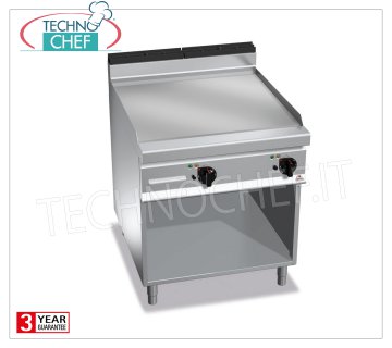 FRY TOP ELETTRICO con PIASTRA LISCIA in MULTIPAN, su VANO a GIORNO,  Mod.E9FL8M-2 FRY TOP ELETTRICO con PIASTRA LISCIA, BERTO'S, Linea MAXIMA 900, Serie MULTIPAN, DOPPIO modulo su VANO a GIORNO con ZONA COTTURA da mm 796x667, COMANDI INDIPENDENTI, V.400/3+N, Kw.11,4, Peso 109 Kg, dim.mm.800x900x900h